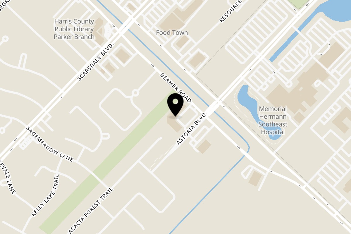 Map showing the location of Gita Pita HTX on 12880 Beamer Rd Suite M in Houston